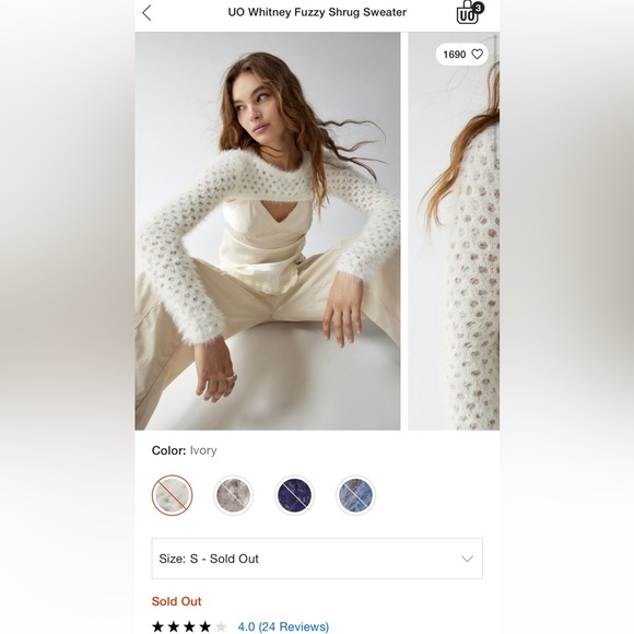 NWOT UO Fuzzy Shrug Sweater - Picture 2 of 6